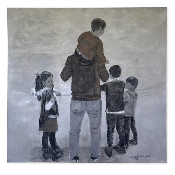 Cuadro pintado por Ana Ortín. Título: Niño en hombros
