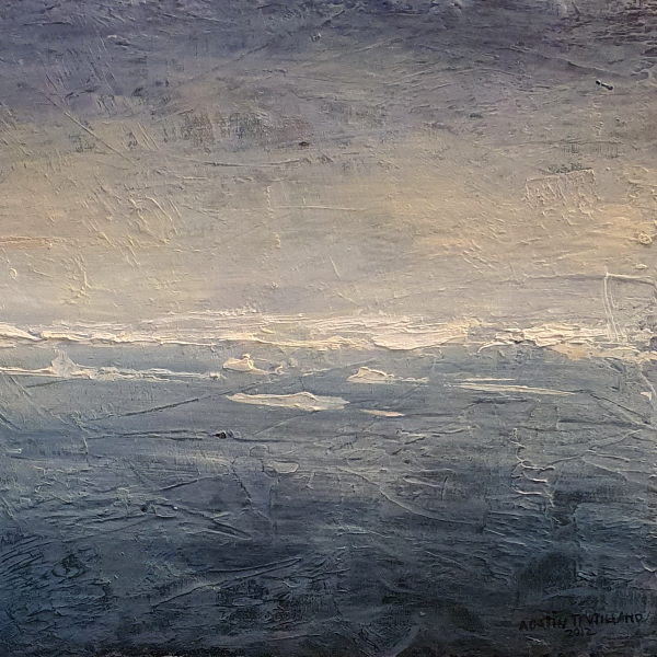 Cuadro pintado por Ana Ortín. Título: Dos vista de la Playa de Verdicio en una